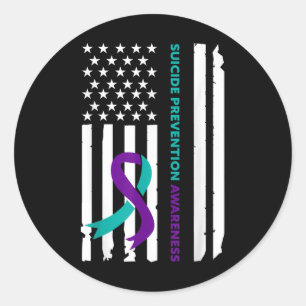 Suicide Prevention Awareness Month Ribbon American Classic Round Sticker