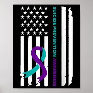 Suicide Prevention Awareness Month Ribbon American Poster