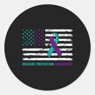 Suicide Prevention Awareness Month Ribbon Usa Amer Classic Round Sticker