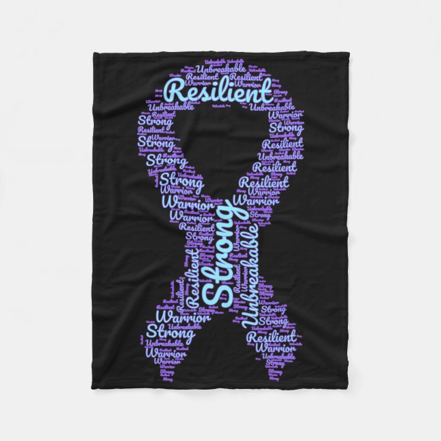 Suicide Prevention Awareness Month Ribbon With Str Fleece Blanket (Front)