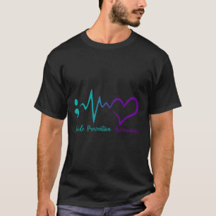 Suicide Prevention Awareness Month Semicolon Heart T-Shirt