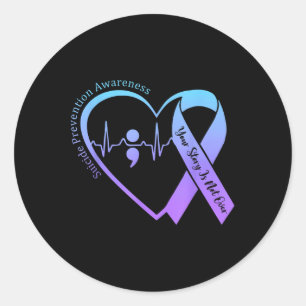Suicide Prevention Awareness Month Teal & Purp Classic Round Sticker