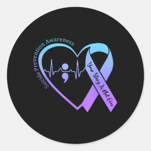 Suicide Prevention Awareness Month Teal Purple Classic Round Sticker
