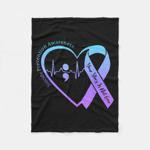 Suicide Prevention Awareness Month Teal Purple Fleece Blanket
