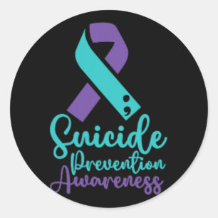 Suicide Prevention Awareness Month Teal Purple Sma Classic Round Sticker