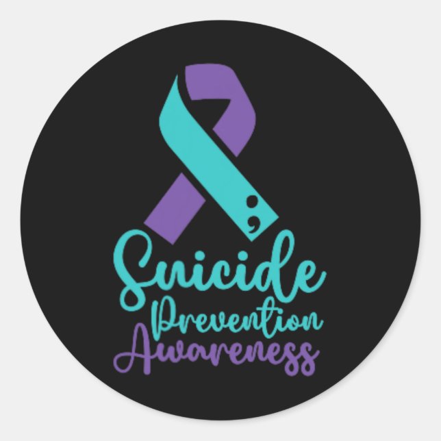 Suicide Prevention Awareness Month Teal Purple Sma Classic Round Sticker (Front)