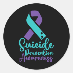 Suicide Prevention Awareness Month Teal Purple Sma Classic Round Sticker