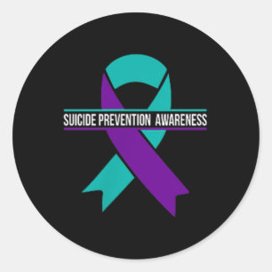 Suicide Prevention Awareness Month Teal Purple Sma Classic Round Sticker