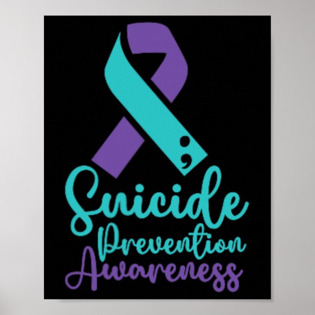 Suicide Prevention Awareness Month Teal Purple Sma Poster (Front)