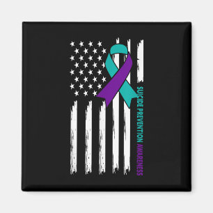 Suicide Prevention Awareness Month Usa American Fl Magnet