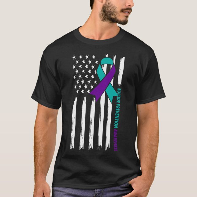 Suicide Prevention Awareness Month Usa American Fl T-Shirt (Front)