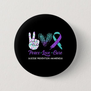 Suicide Prevention Awareness Peace Love Cure Leopa 6 Cm Round Badge