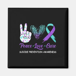 Suicide Prevention Awareness Peace Love Cure Leopa Magnet
