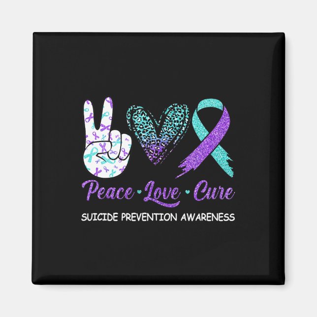 Suicide Prevention Awareness Peace Love Cure Leopa Magnet (Front)