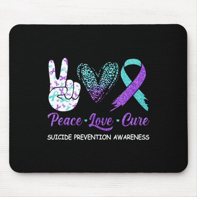 Suicide Prevention Awareness Peace Love Cure Leopa Mouse Mat (Front)