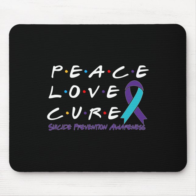 Suicide Prevention Awareness Peace Love Cure  Mouse Mat (Front)