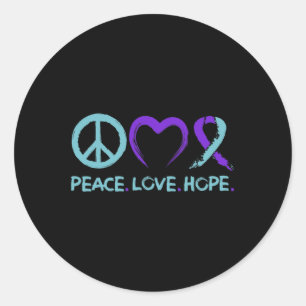 Suicide Prevention Awareness Peace Love Hope Classic Round Sticker