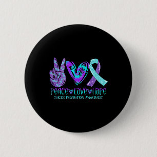 Suicide Prevention Awareness Peace Love Hope Menta 6 Cm Round Badge