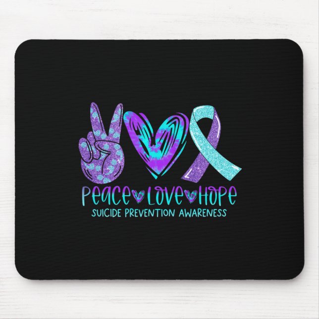 Suicide Prevention Awareness Peace Love Hope Menta Mouse Mat (Front)