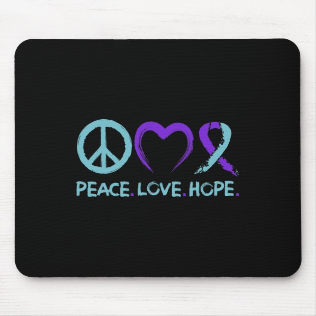 Suicide Prevention Awareness Peace Love Hope  Mouse Mat (Front)