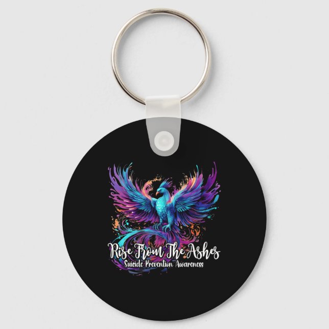 Suicide Prevention Awareness Phoenix Rise From The Key Ring (Front)