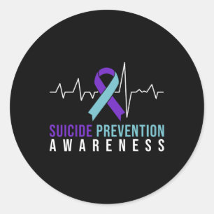 Suicide Prevention Awareness Pink And Teal Ribbon  Classic Round Sticker