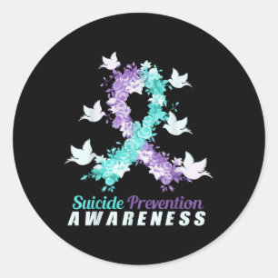 Suicide Prevention Awareness Pink And Teal Ribbon Classic Round Sticker