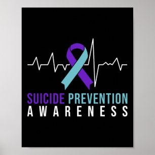 Suicide Prevention Awareness Pink And Teal Ribbon  Poster