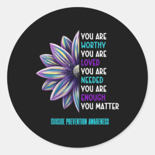 Suicide Prevention Awareness Positive Motivational Classic Round Sticker