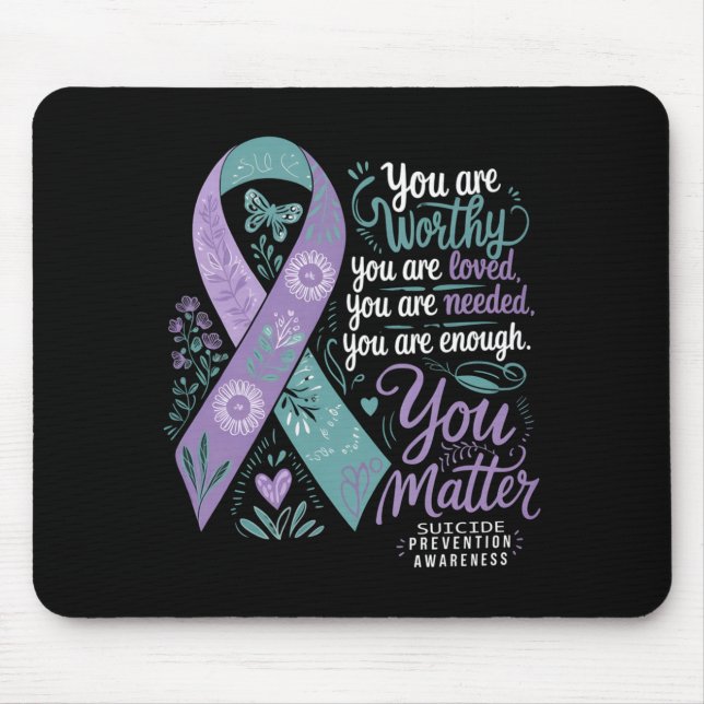 Suicide Prevention Awareness Positive Support Mouse Mat (Front)