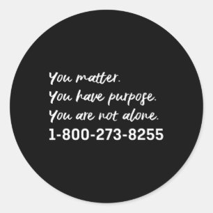 Suicide Prevention Awareness Products Hotline Life Classic Round Sticker