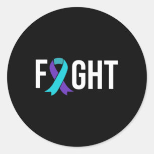 Suicide Prevention Awareness Purple Teal Ribbon Classic Round Sticker