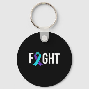 Suicide Prevention Awareness Purple Teal Ribbon  Key Ring