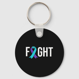 Suicide Prevention Awareness Purple Teal Ribbon  Key Ring