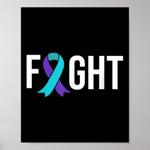 Suicide Prevention Awareness Purple Teal Ribbon Poster