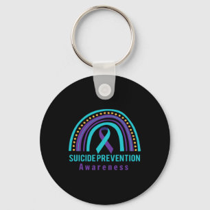 Suicide Prevention Awareness Rainbow And Teal And  Key Ring