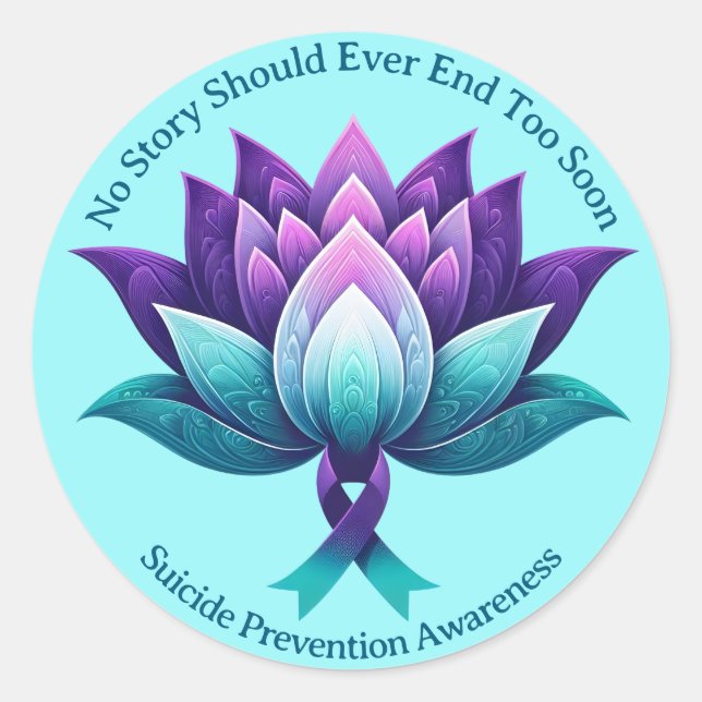 Suicide Prevention Awareness Ribbon Advocate 988  Classic Round Sticker (Front)