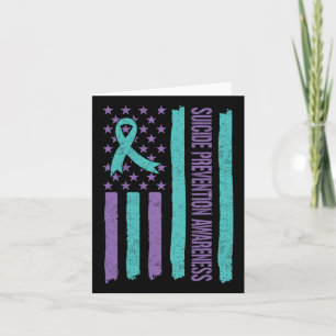Suicide Prevention Awareness Ribbon American Flag Card