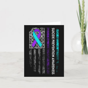 Suicide Prevention Awareness Ribbon American Flag  Card