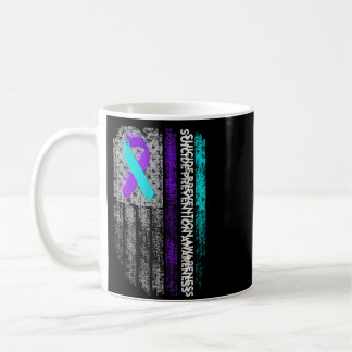Suicide Prevention Awareness Ribbon American Flag  Coffee Mug