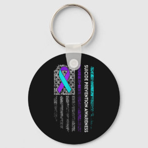 Suicide Prevention Awareness Ribbon American Flag Key Ring