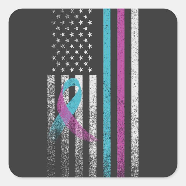 Suicide Prevention Awareness Ribbon American  Square Sticker (Front)