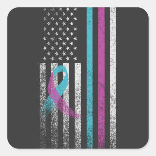 Suicide Prevention Awareness Ribbon American  Square Sticker