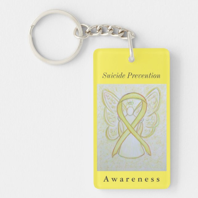 Suicide Prevention Awareness Ribbon Angel Keychain (Front)