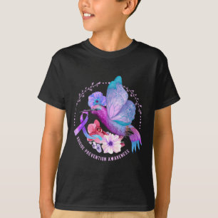 Suicide Prevention Awareness Ribbon Butterfly Purp T-Shirt