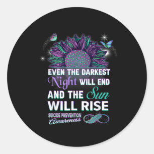 Suicide Prevention Awareness Ribbon Gift The Sun W Classic Round Sticker