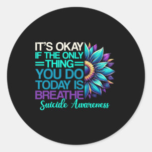 Suicide Prevention Awareness Ribbon Mental Health  Classic Round Sticker