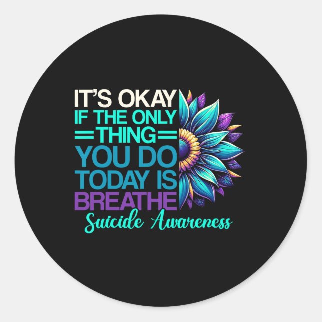 Suicide Prevention Awareness Ribbon Mental Health  Classic Round Sticker (Front)