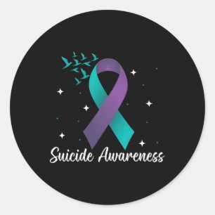 Suicide Prevention Awareness Ribbon Mental Health Classic Round Sticker