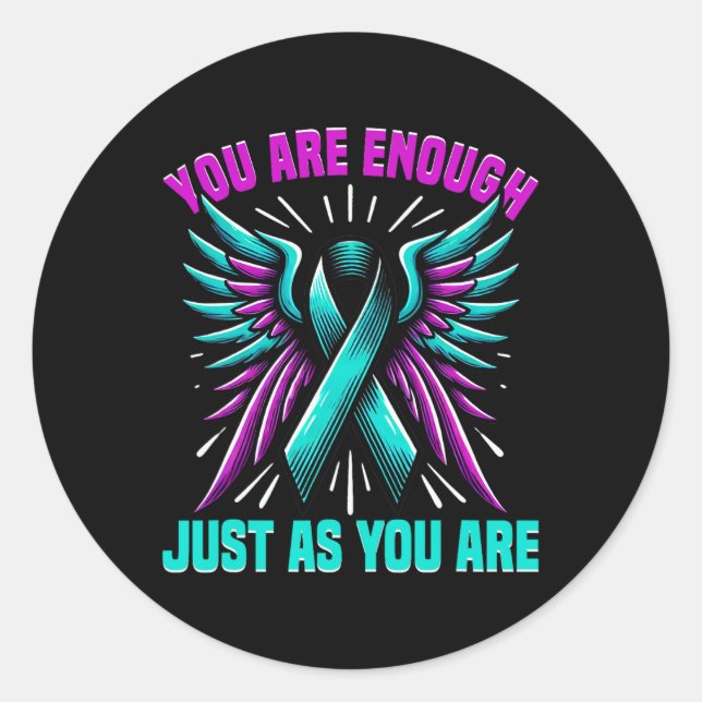 Suicide Prevention Awareness Ribbon Mental Health  Classic Round Sticker (Front)